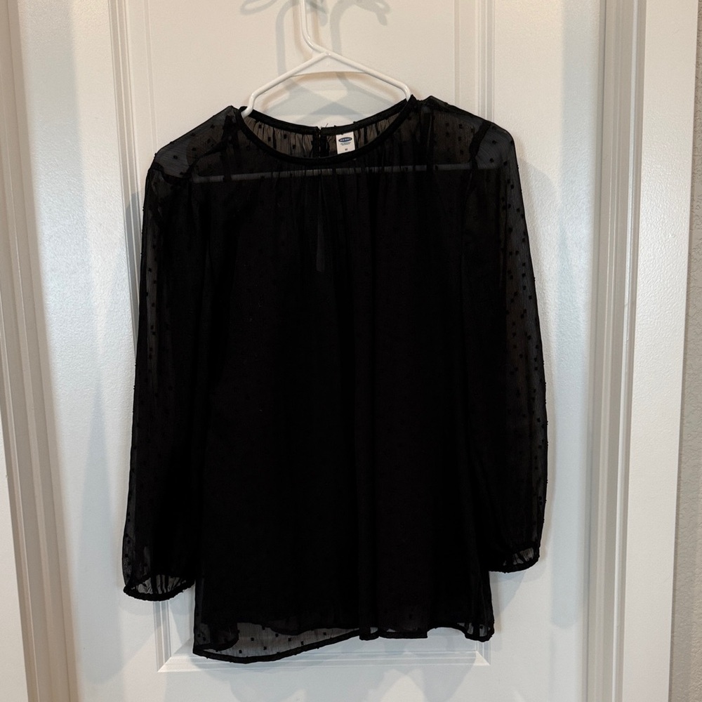 Old Navy Black Sheer Dot Blouse